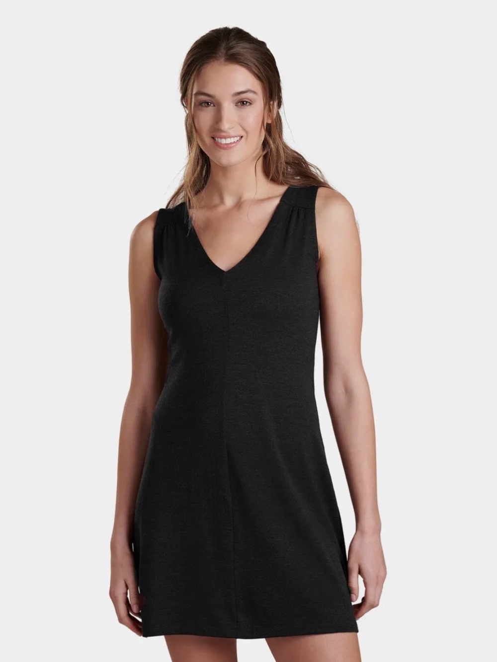 Kuhl Asianna Dress Sleeveless V-Neck Black Knit Merino Wool Size Small